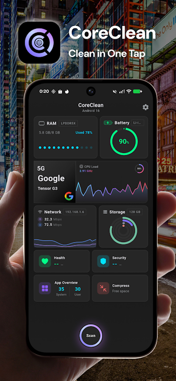 CoreClean home dashboard