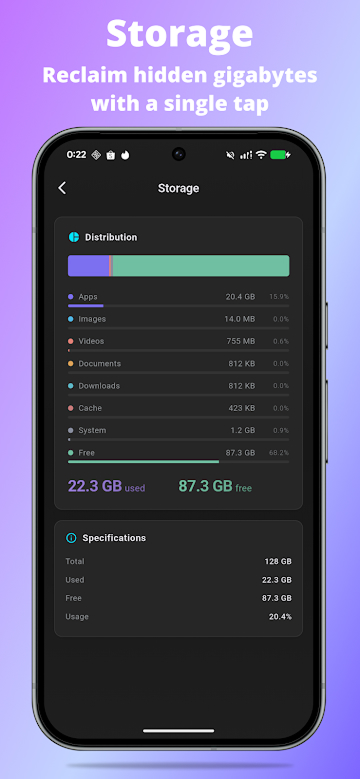 Device monitor with CPU, RAM and battery